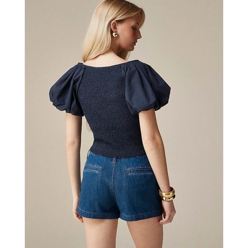 J.Crew Inez Fitted puff-sleeve top NWT Size 6